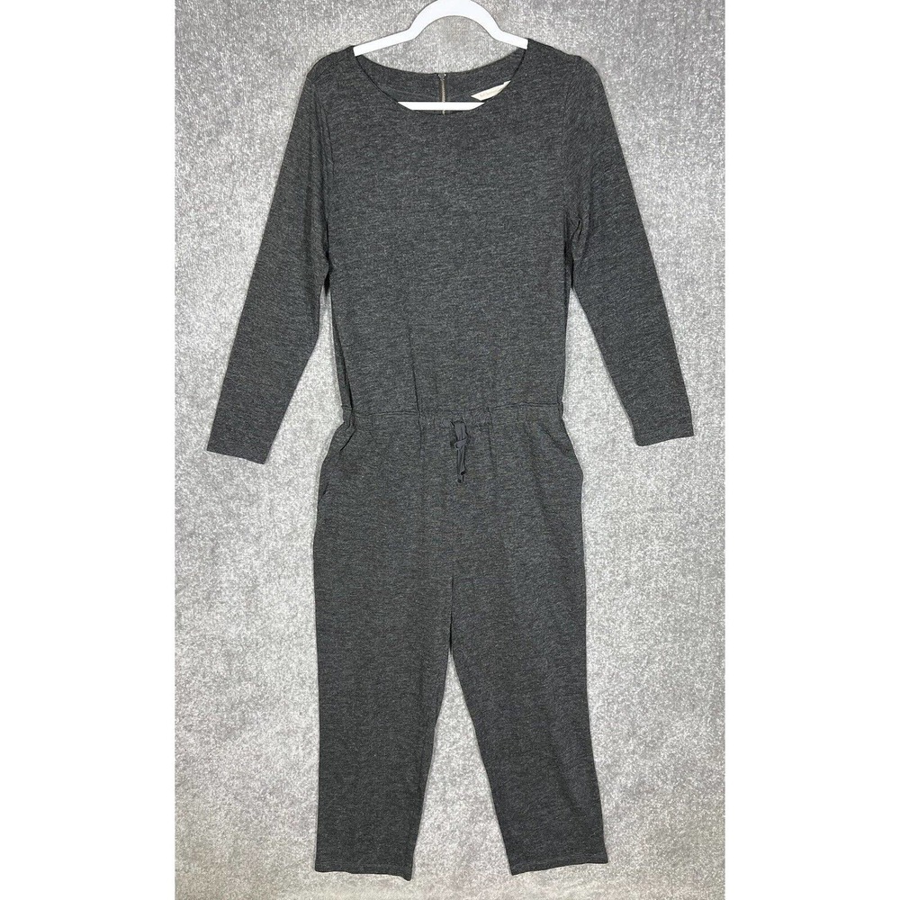 Soft Surroundings Hideaway Everyday Knit Jumpsuit Women Size Medium Gray Pockets
